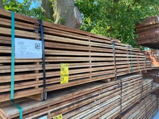 Ca. 60x Angelim Pedra Beschoeiingsplanken, 20x100mm, lengte 32/400cm 2